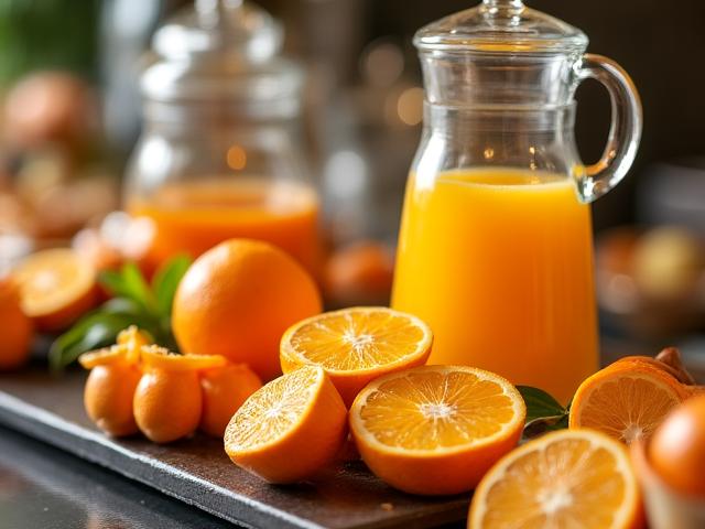 Orangenstation beim Hotelbuffet in Wien